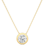 Vermeil Gold Bezel Round Moissanite / Lab Grown Diamond Pendant