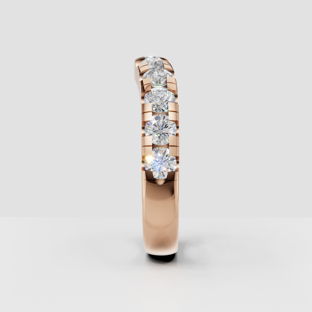 Elegant round diamond curved band for bridal stacking