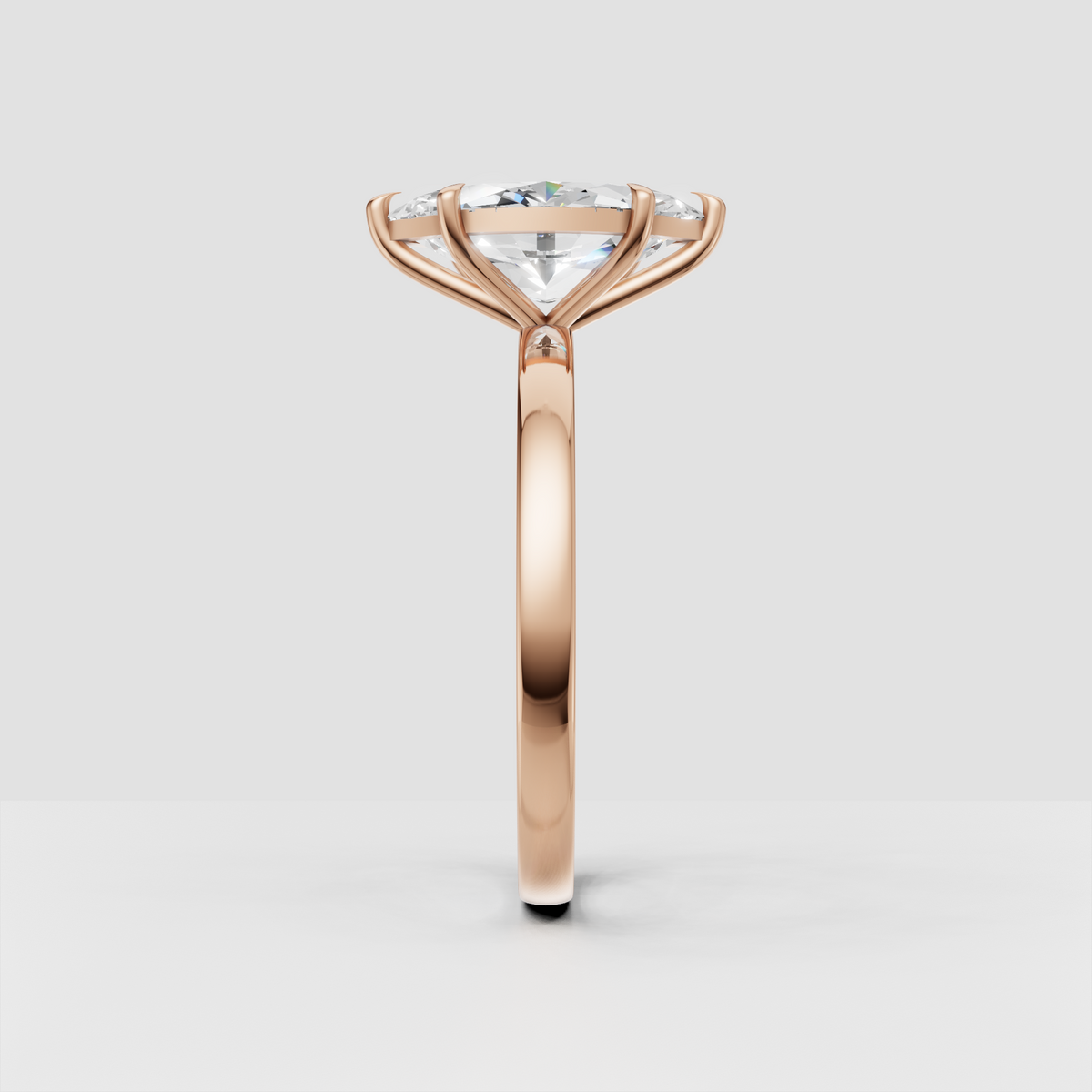Brilliant marquise diamond engagement ring shown from the front