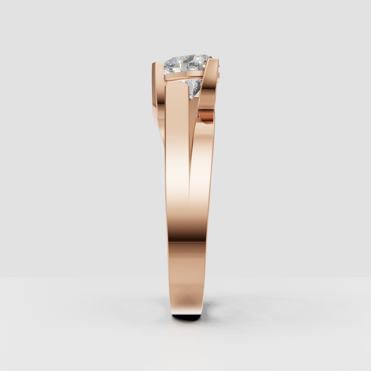 Elegant heart solitaire ring with polished yellow gold construction