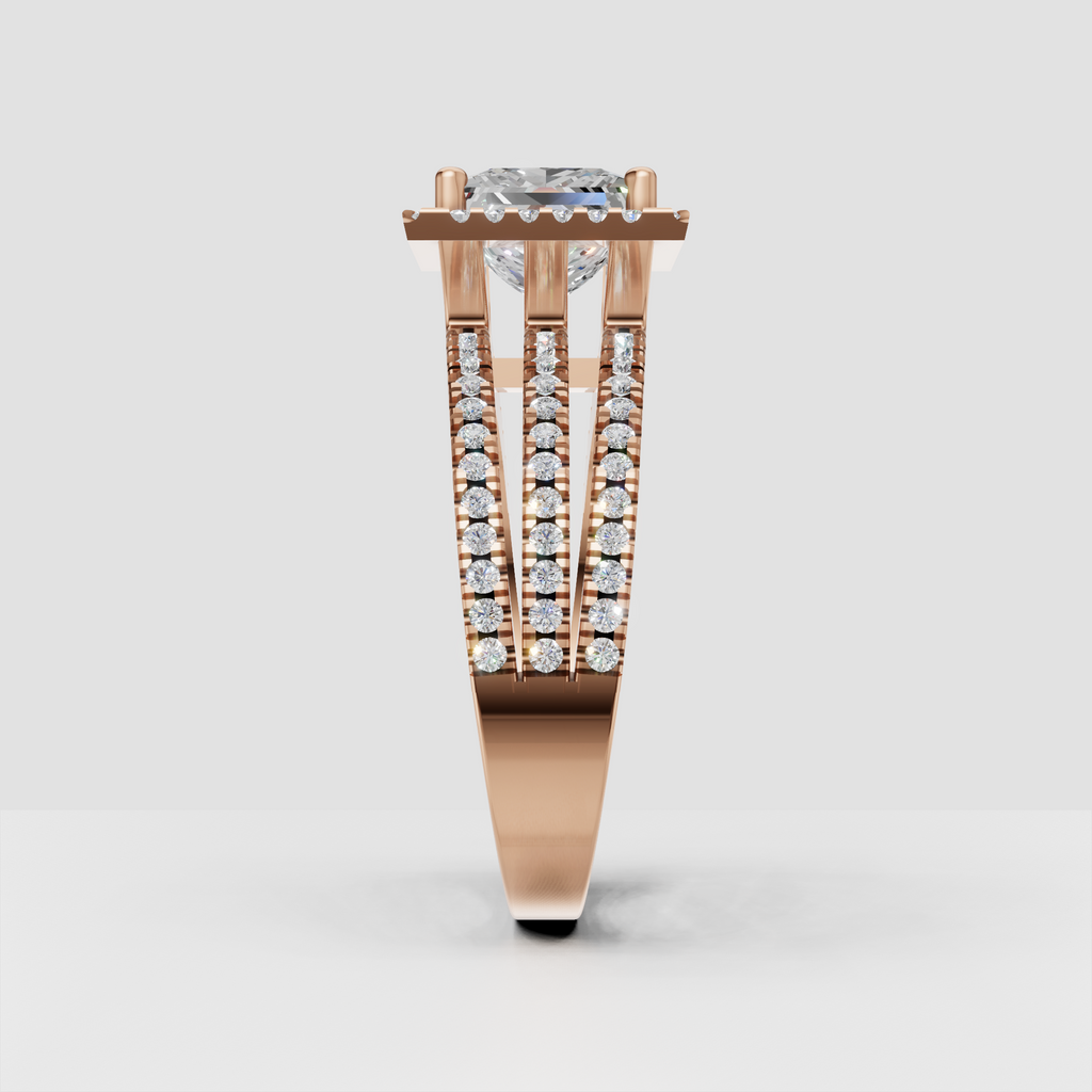 Princess diamond ring with sparkling diamond-encrusted shoulders