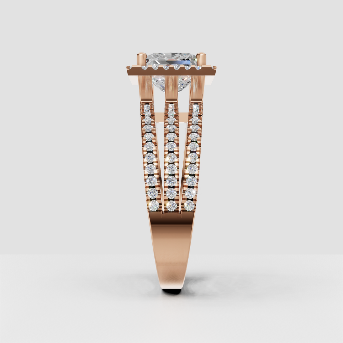 Princess diamond ring with sparkling diamond-encrusted shoulders