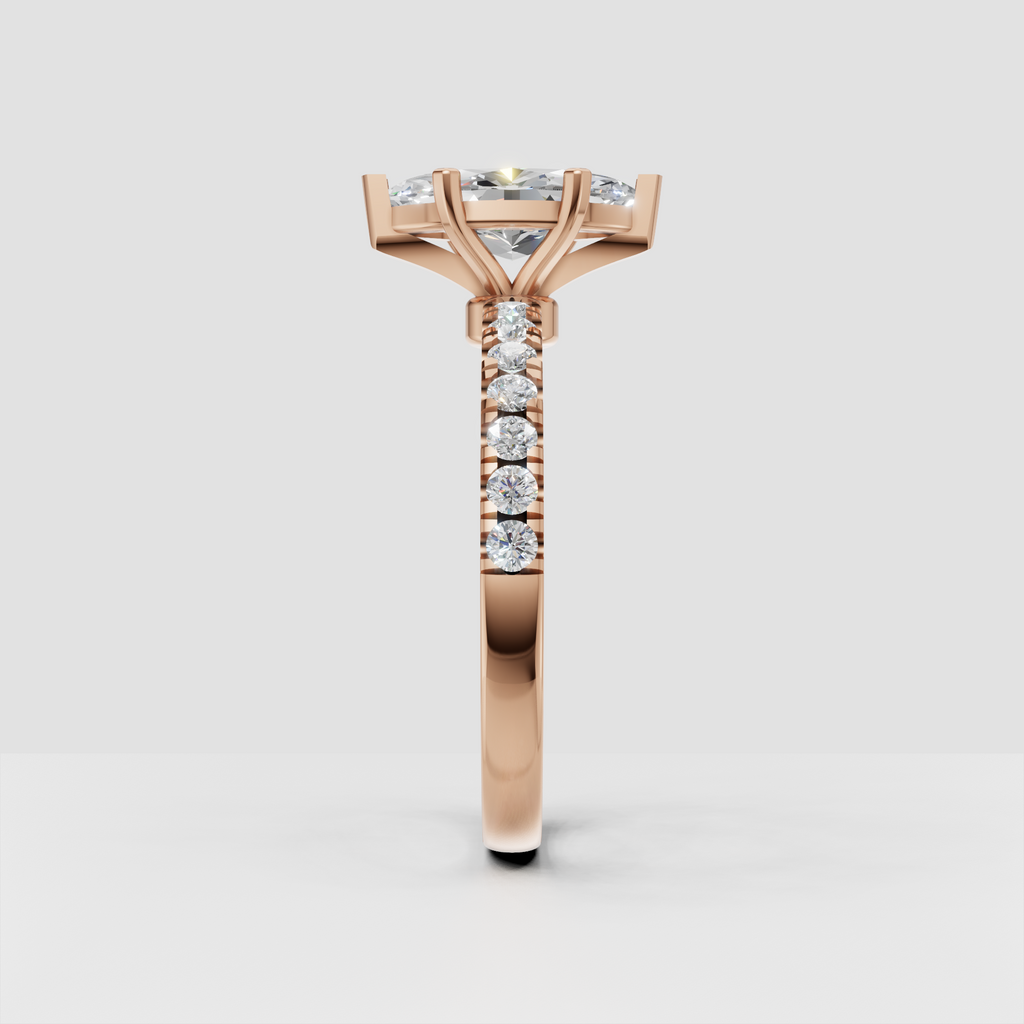 Marquise Diamond Cathedral Shared-Prong Engagement Ring