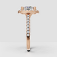 Cushion diamond ring showing detailed pavé shoulder stones