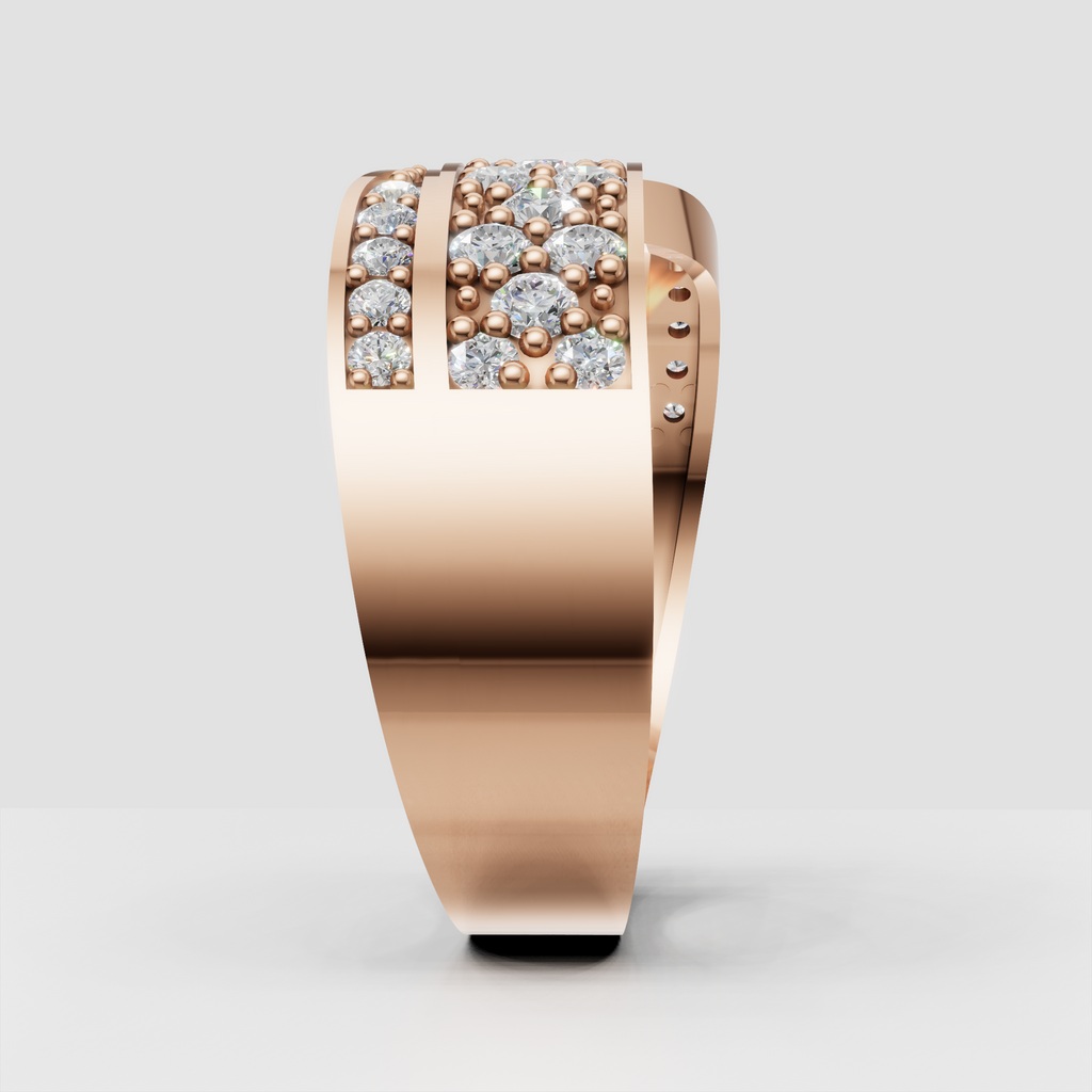 Contemporary wide diamond ring with sweeping polished ribbons