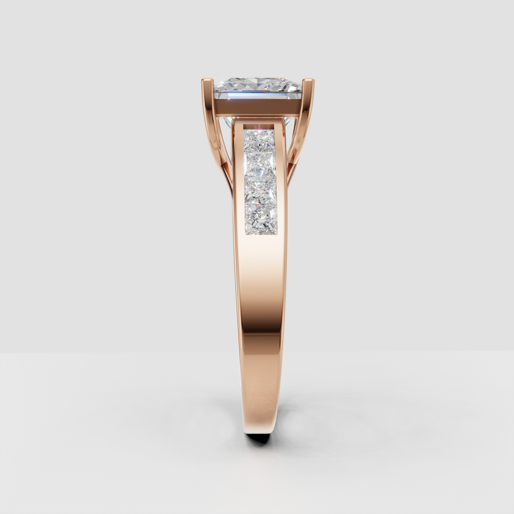 Princess diamond engagement ring with sparkling channel set shoulders