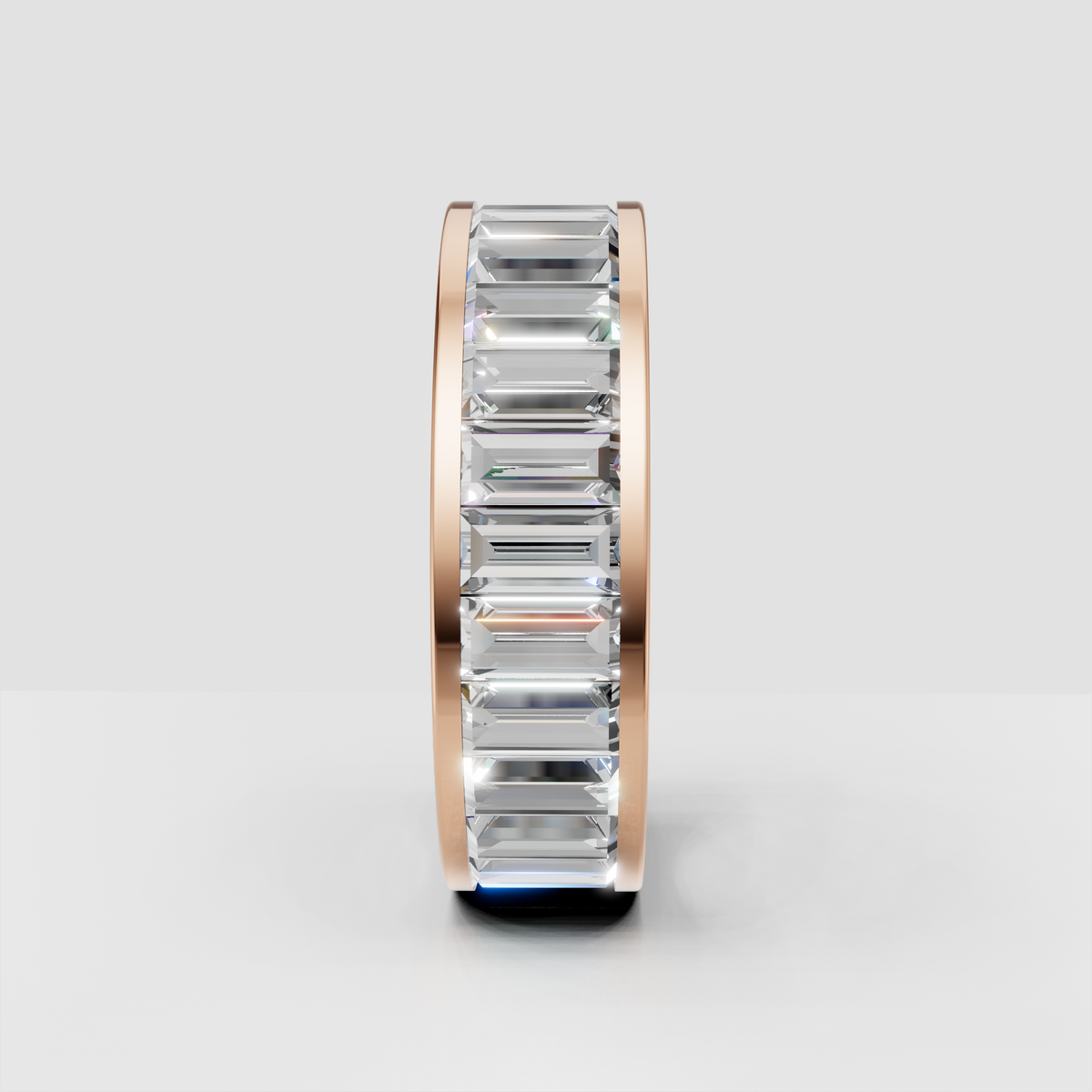 Full coverage baguette diamond wedding ring
