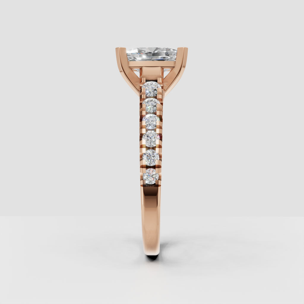 Trillion Cut Lab Grown & Moissanite Diamond Halo Engagement Ring - Image 10