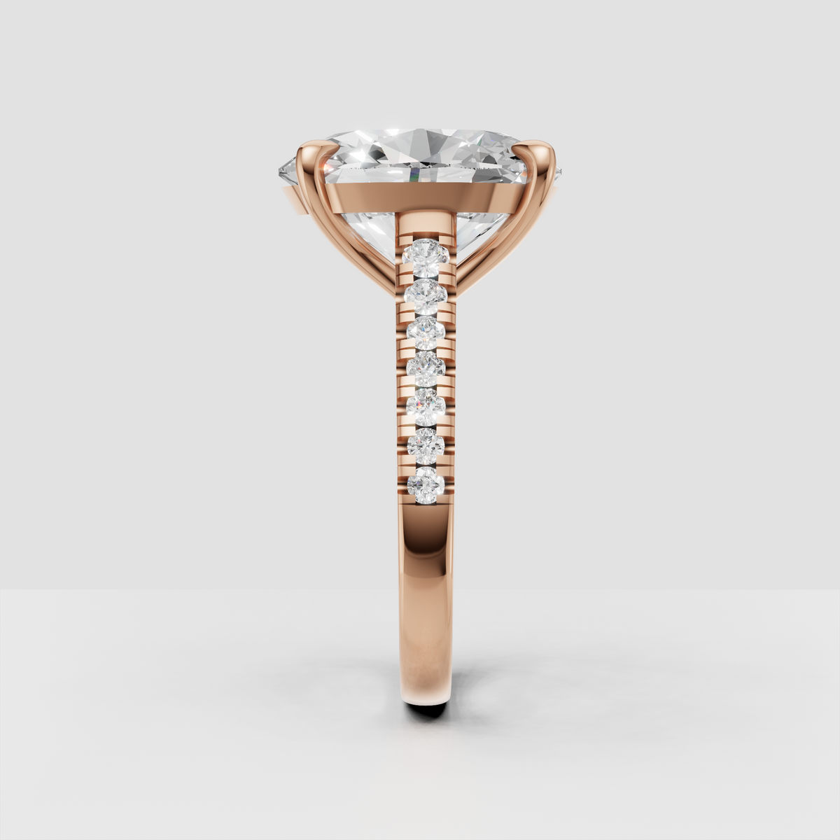 Pavé oval diamond bridal ring