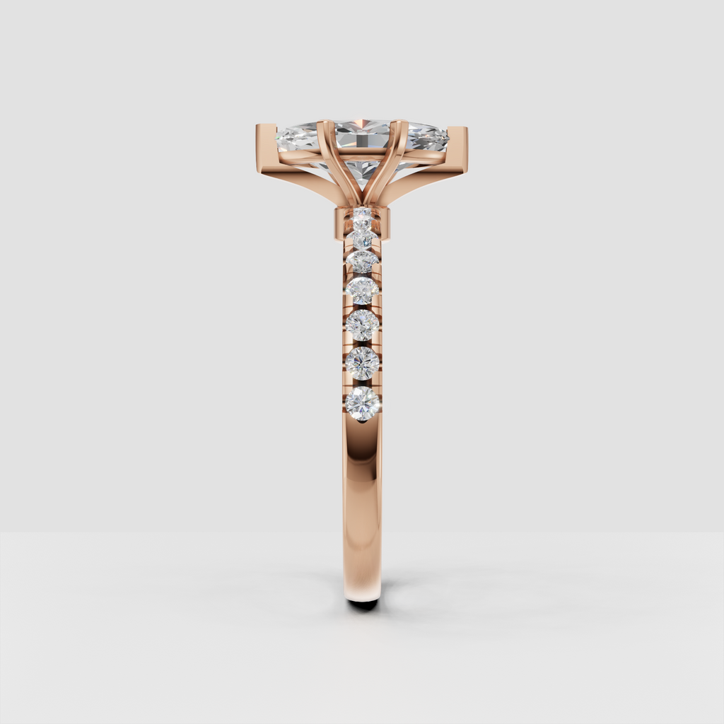 Marquise diamond solitaire ring with open cathedral gallery