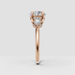 Botanical three-stone diamond ring with pear-shaped accents