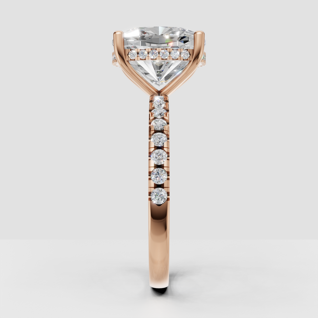Pear Cut Lab Grown & Moissanite Diamond Halo Engagement Ring - Image 10