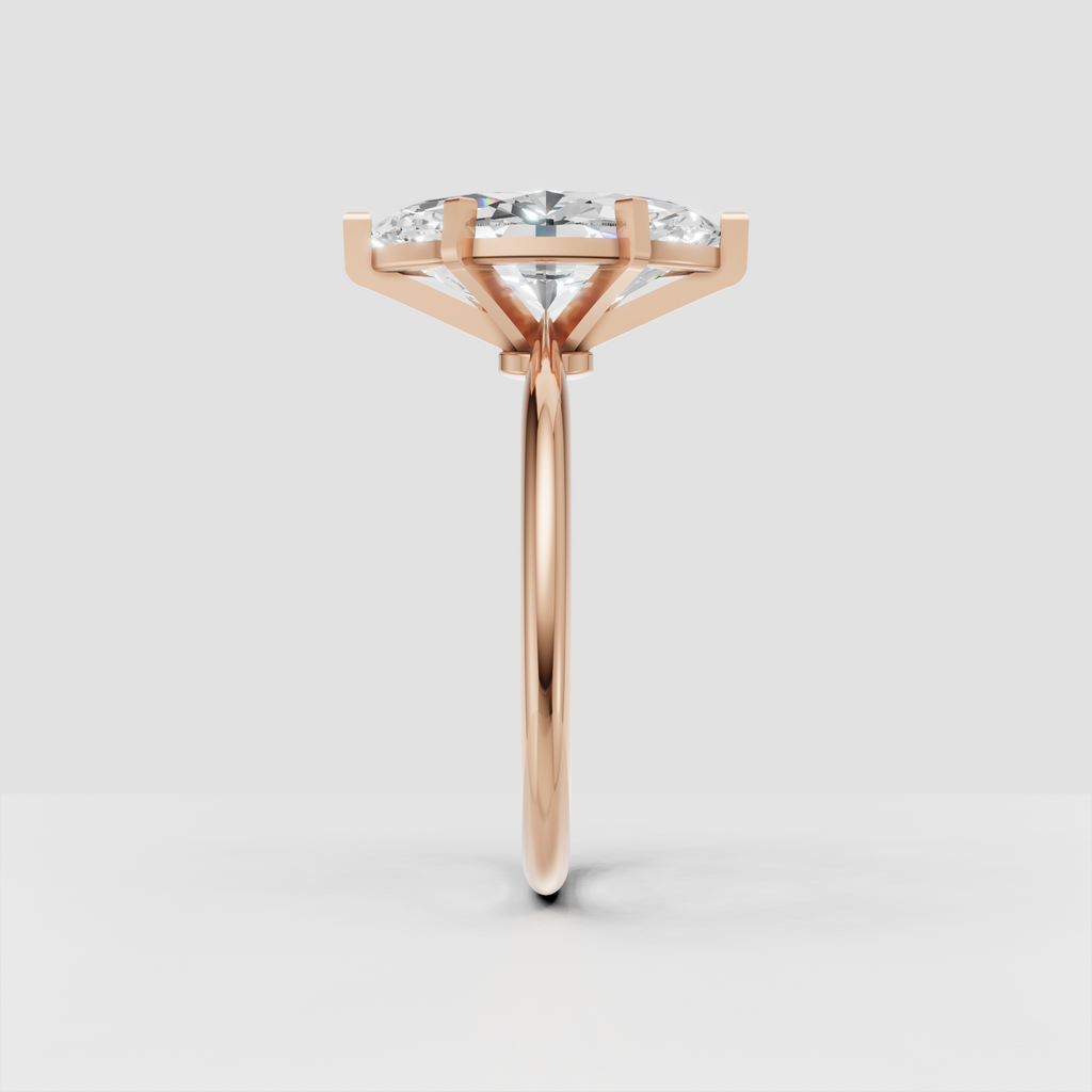 Marquise Cut Lab Grown & Moissanite Diamond Halo Engagement Ring - Image 10
