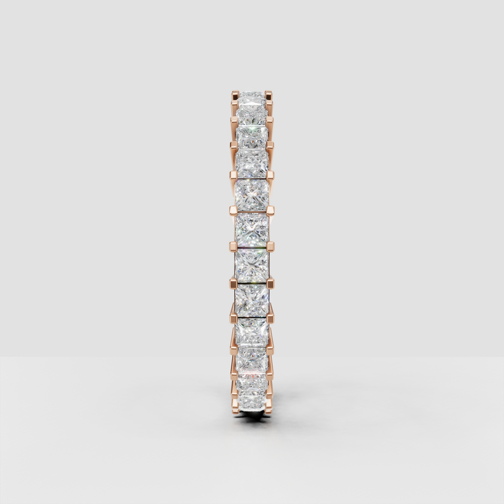 Elegant square cut diamond full eternity wedding band in gold