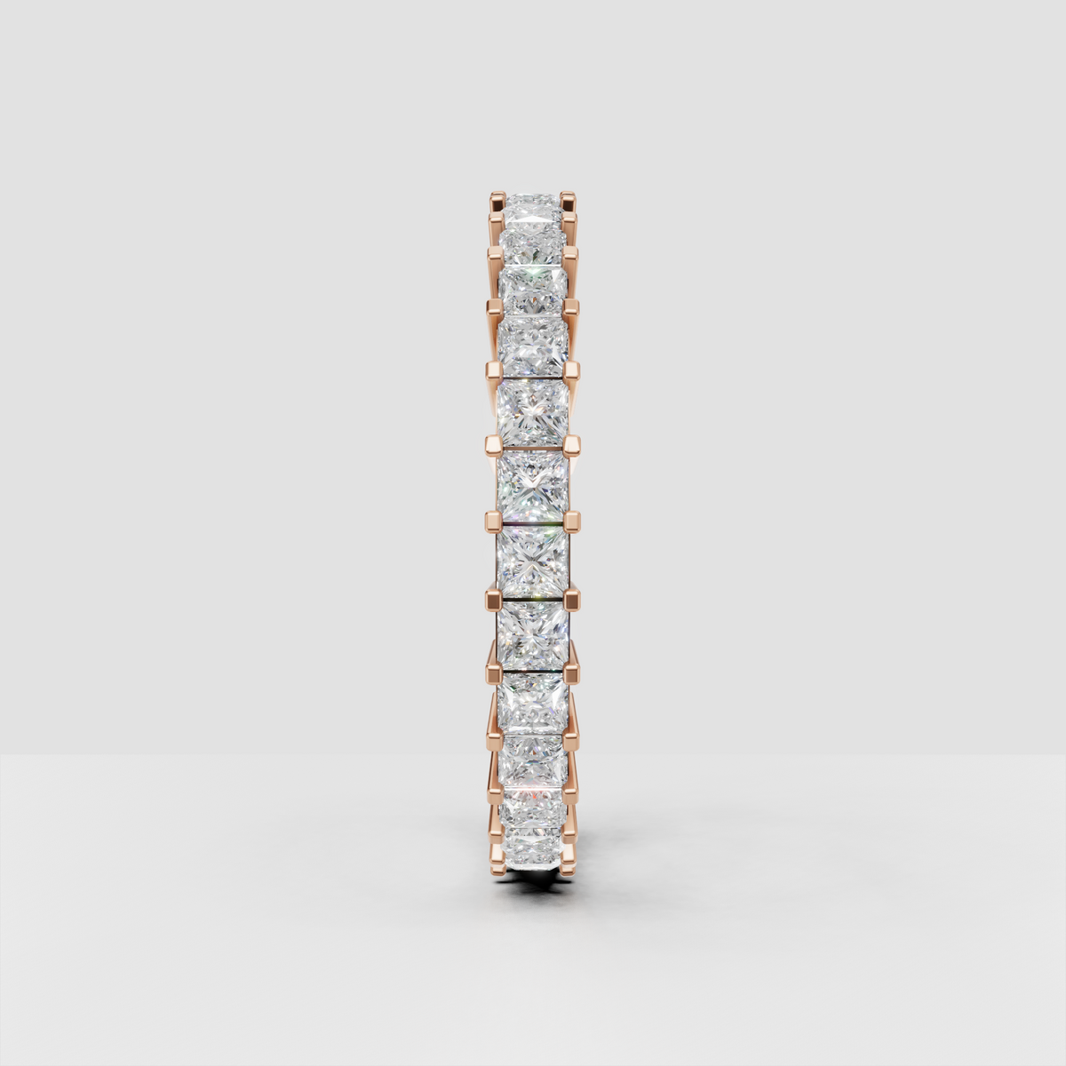 Elegant square cut diamond full eternity wedding band in gold