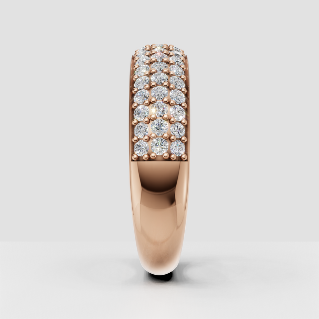 Continuous round diamond band with polished gold edges