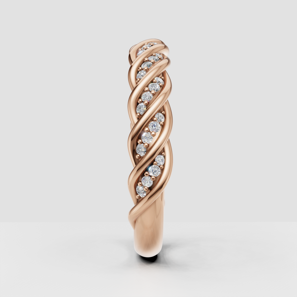 Yellow gold rope diamond band