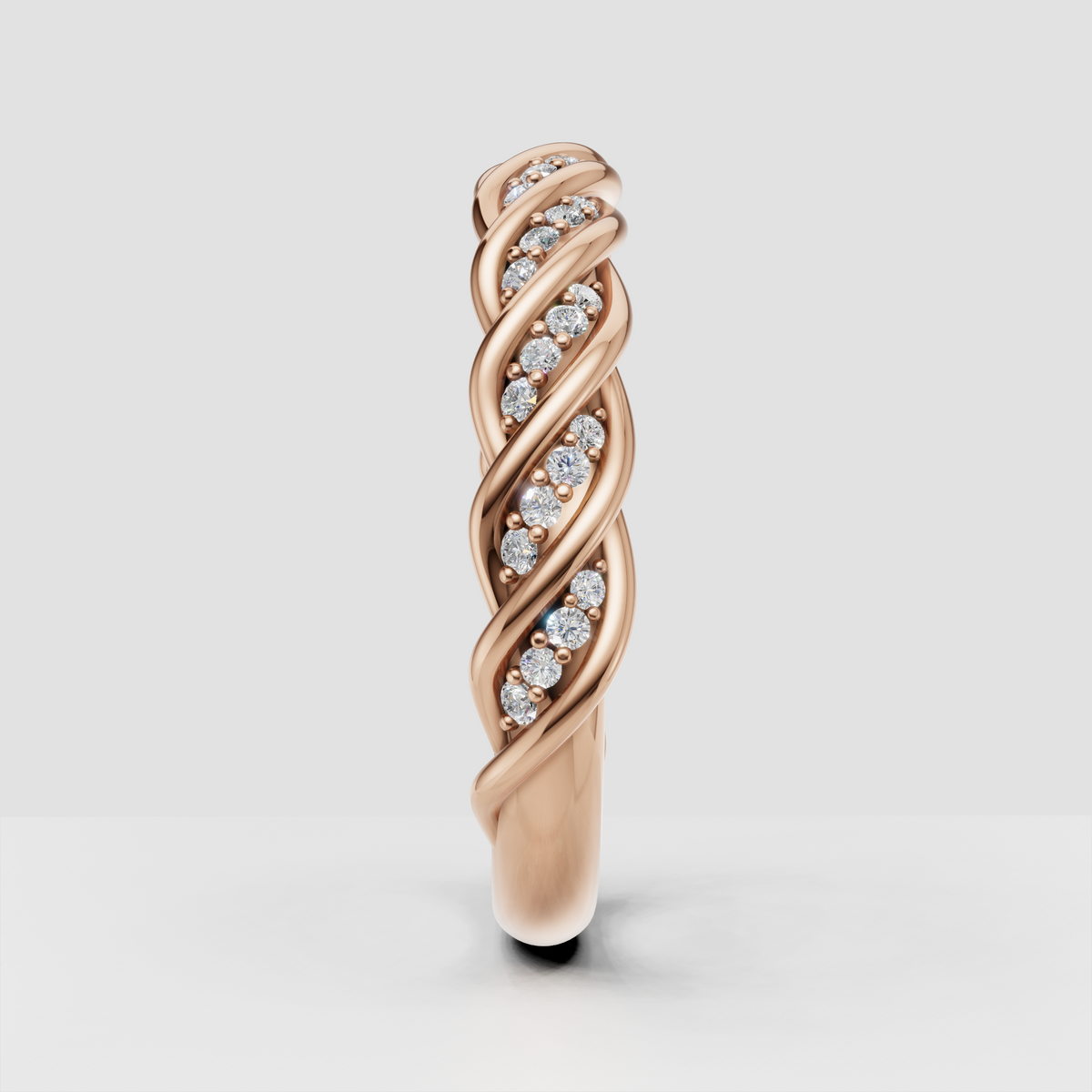 Yellow gold rope diamond band
