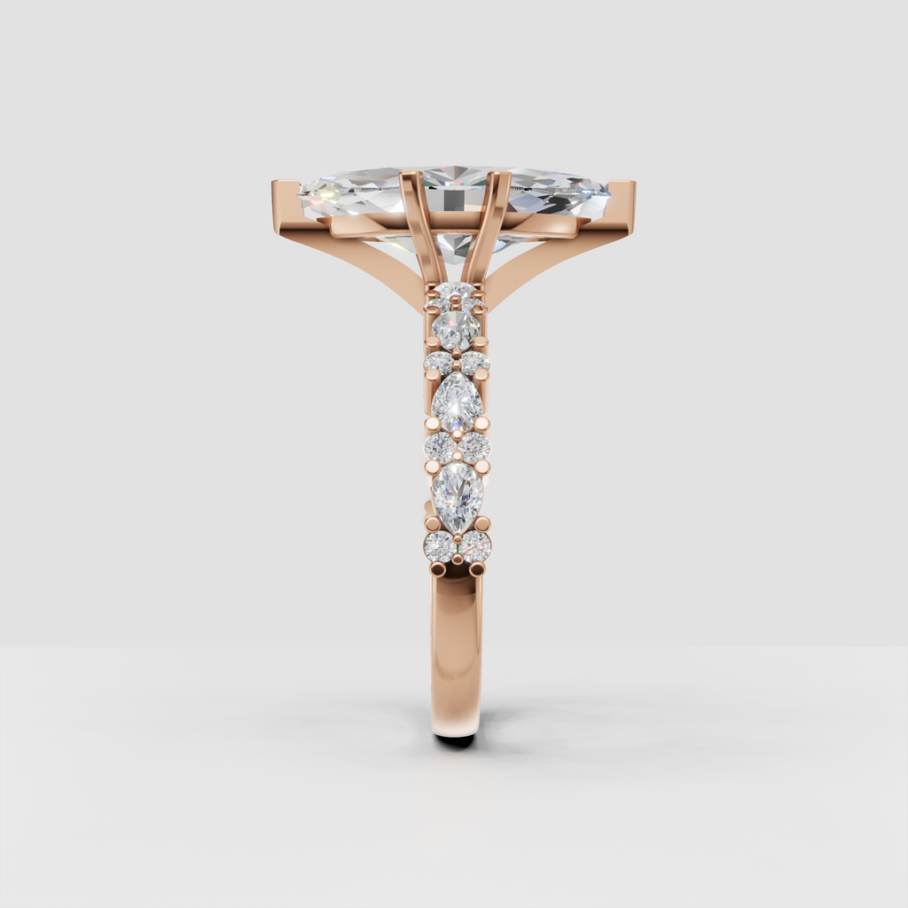Sophisticated marquise cut diamond bridal ring