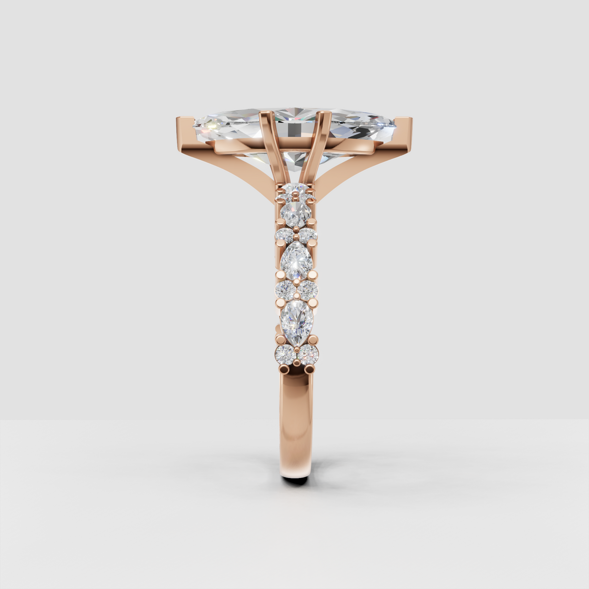 Sophisticated marquise cut diamond bridal ring