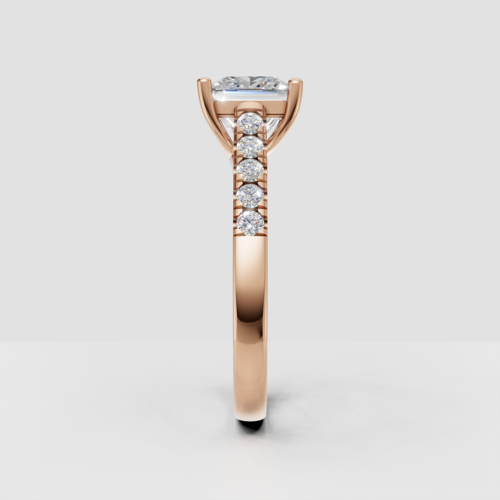 Princess cut diamond bridal ring side profile