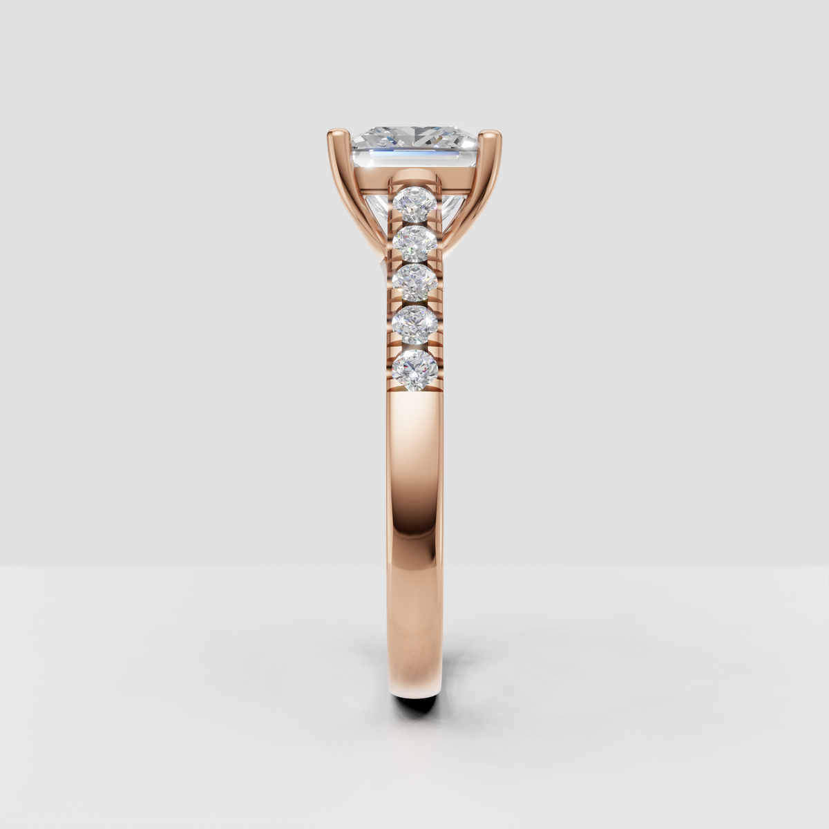Princess cut diamond bridal ring side profile