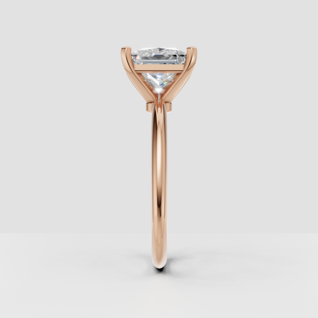 Princess cut solitaire diamond ring viewed from the front