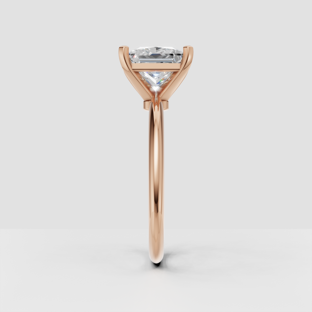 Princess cut solitaire diamond ring viewed from the front