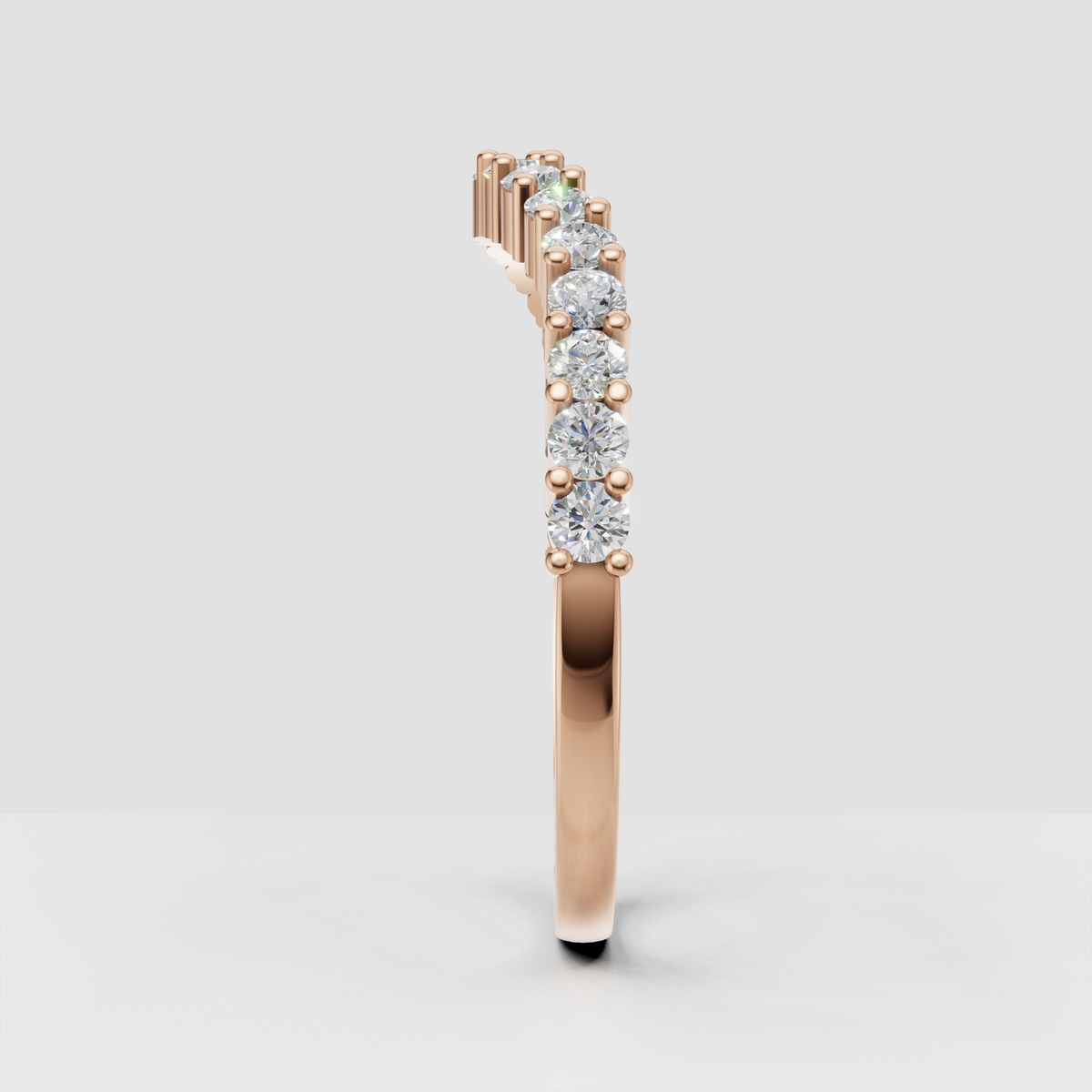 Half-eternity diamond ring with round stones and gold bars
