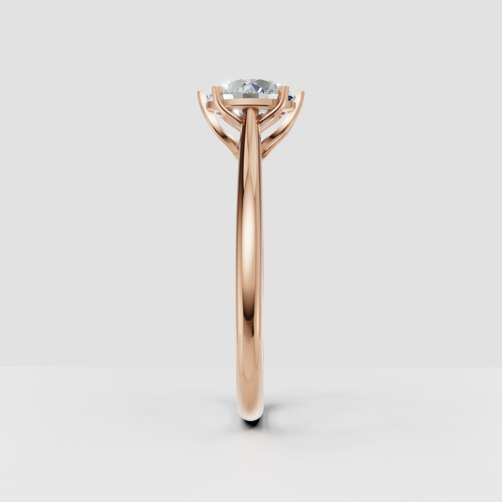 Round diamond ring with open crossover gallery
