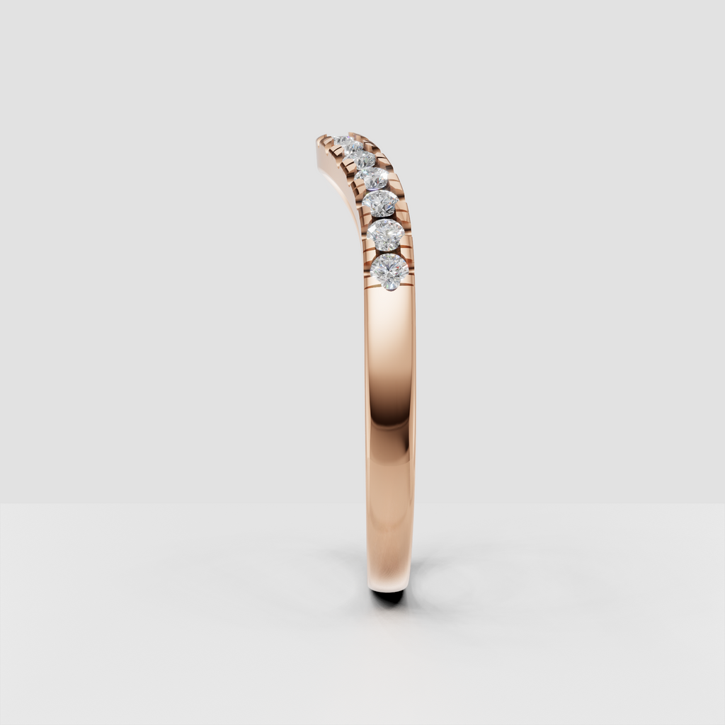 Round Diamond Curved Half Eternity Pavé Engagement Ring