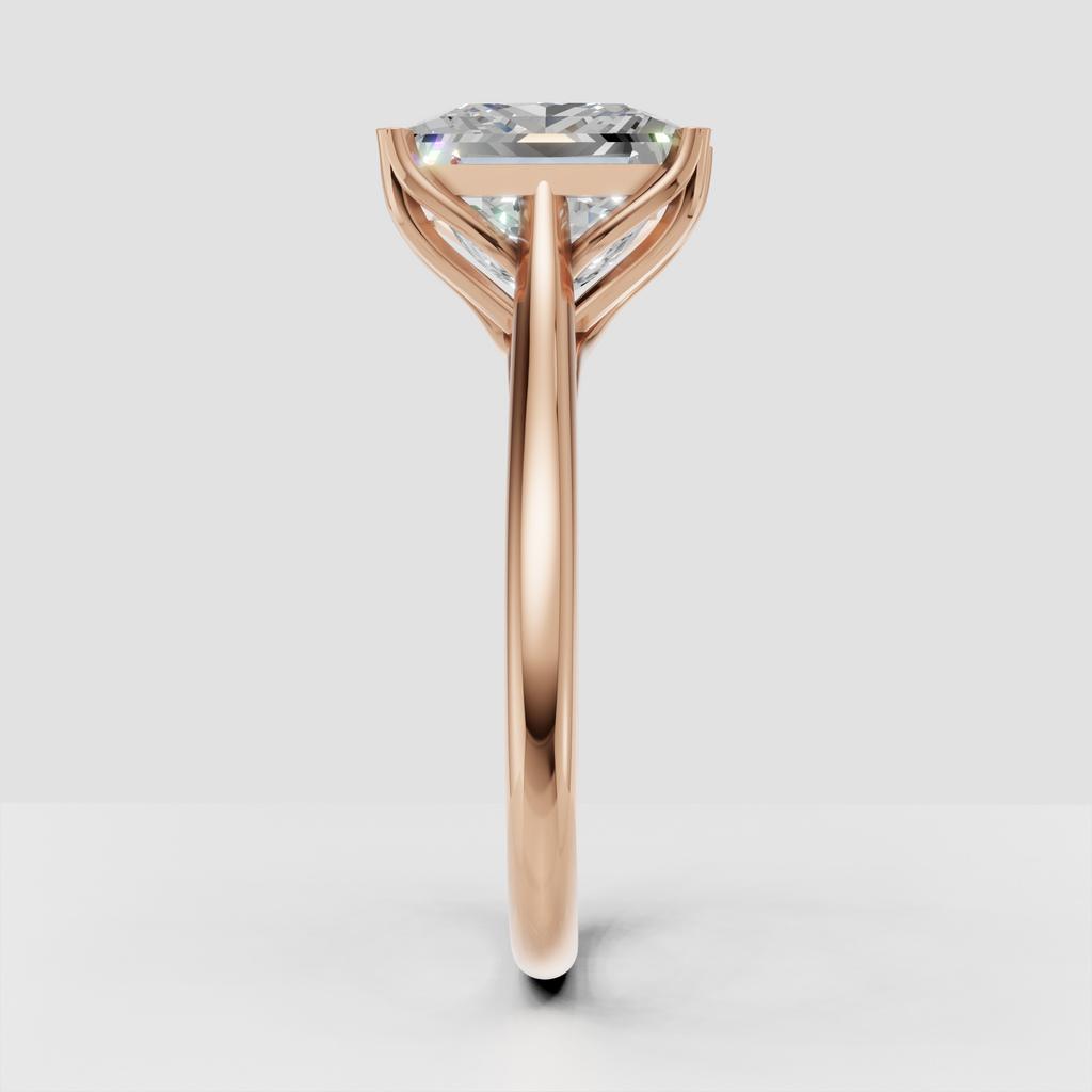 Classic solitaire setting with princess cut diamond