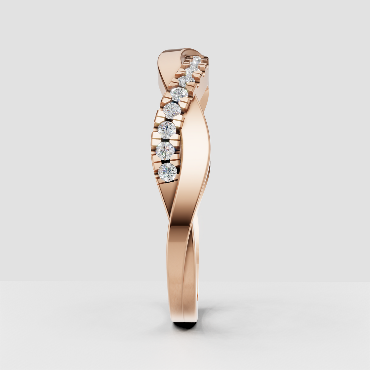 Twisted round diamond bridal band in gold