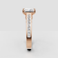 Radiant center diamond with channel set diamond shoulders