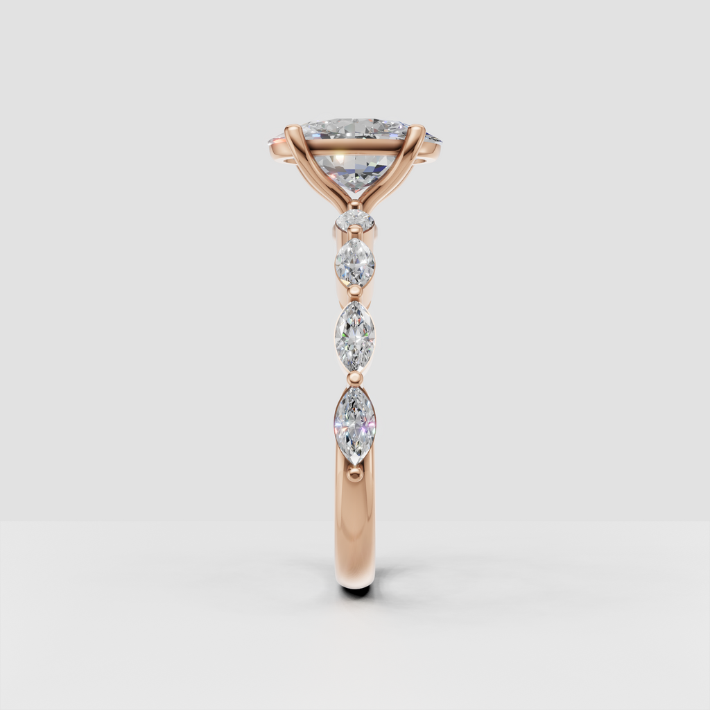 Modern oval diamond ring with distinctive split shank band
