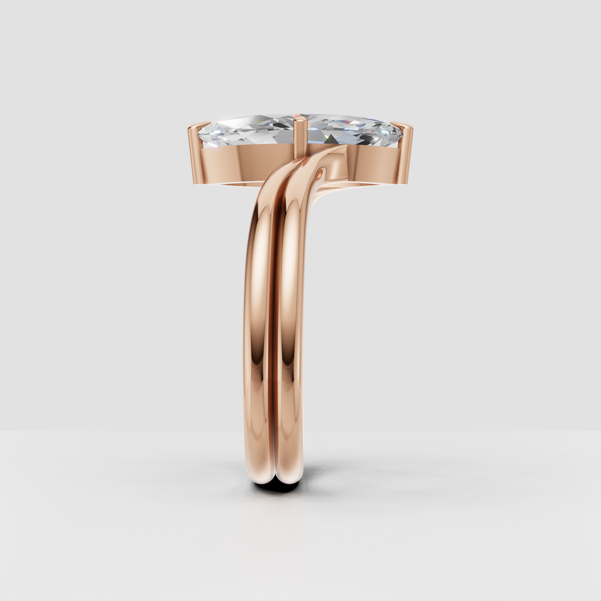 Marquise diamond engagement ring with distinctive split shank