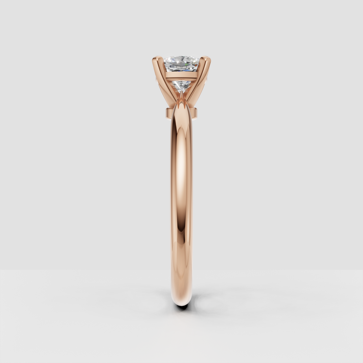 Classic cushion cut Diamond ring with smooth band