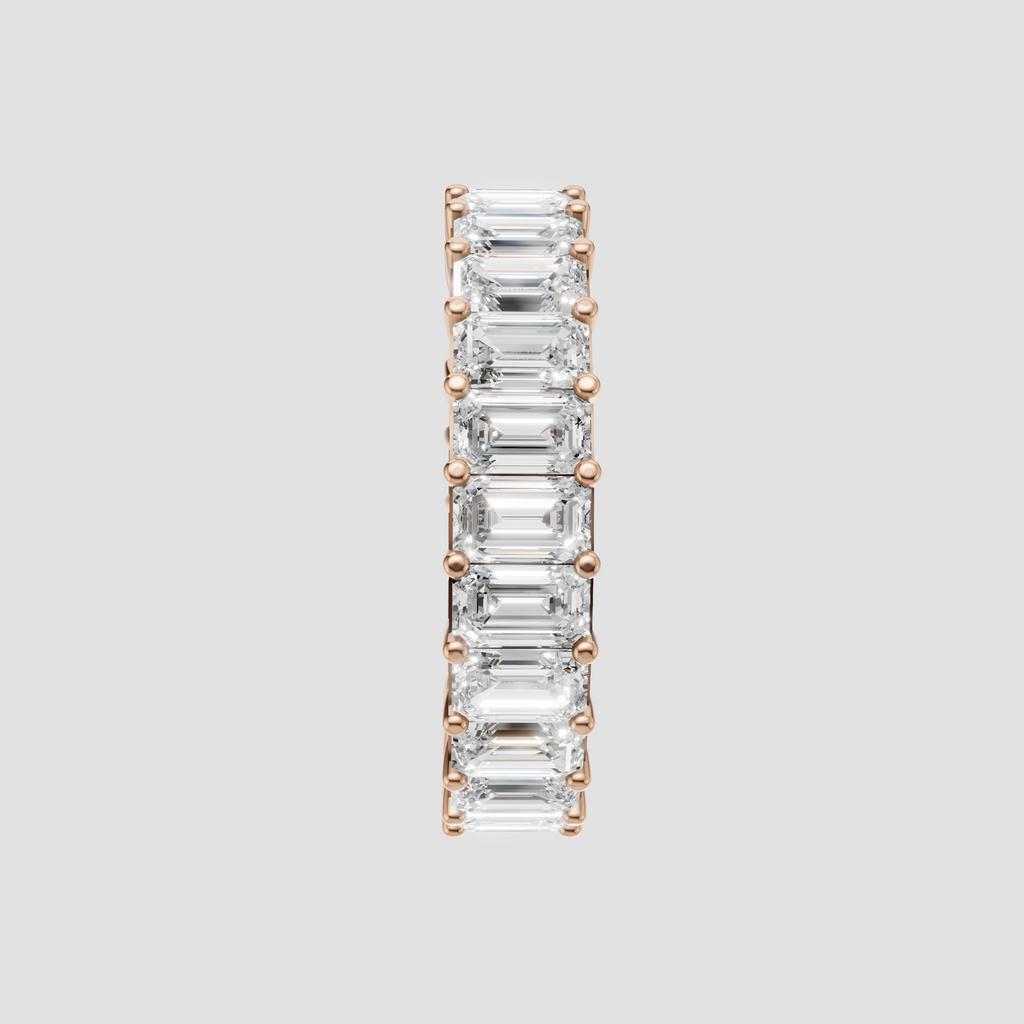 Vintage inspired emerald cut diamond eternity band