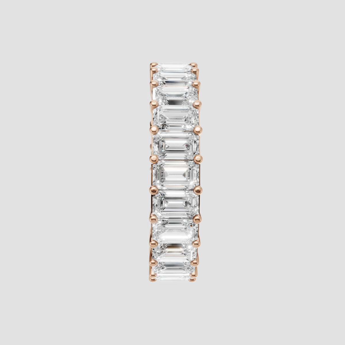 Vintage inspired emerald cut diamond eternity band