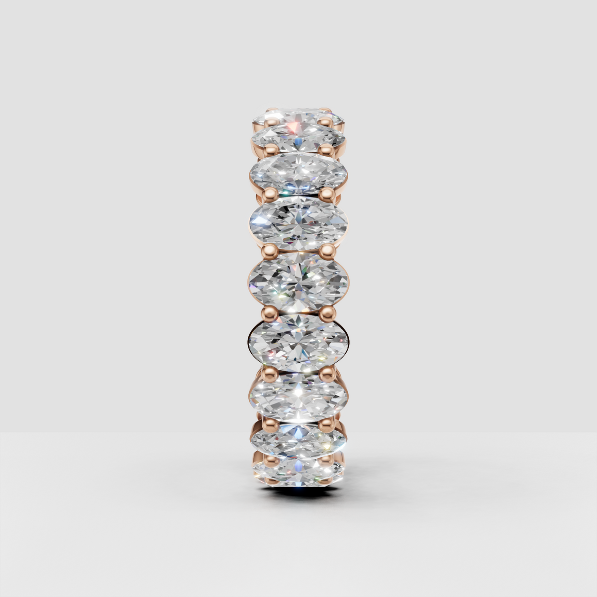 Oval cut diamond ring with rounded polished metal profile