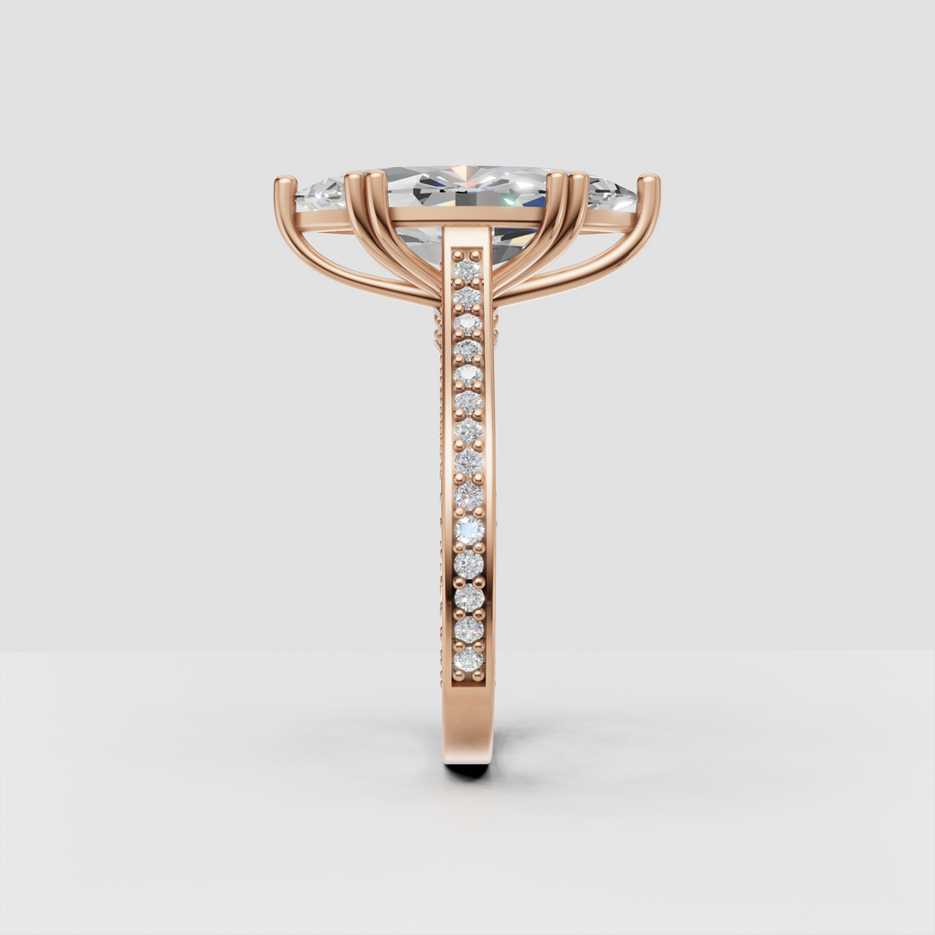 Marquise Diamond solitaire-style ring with pave split shank