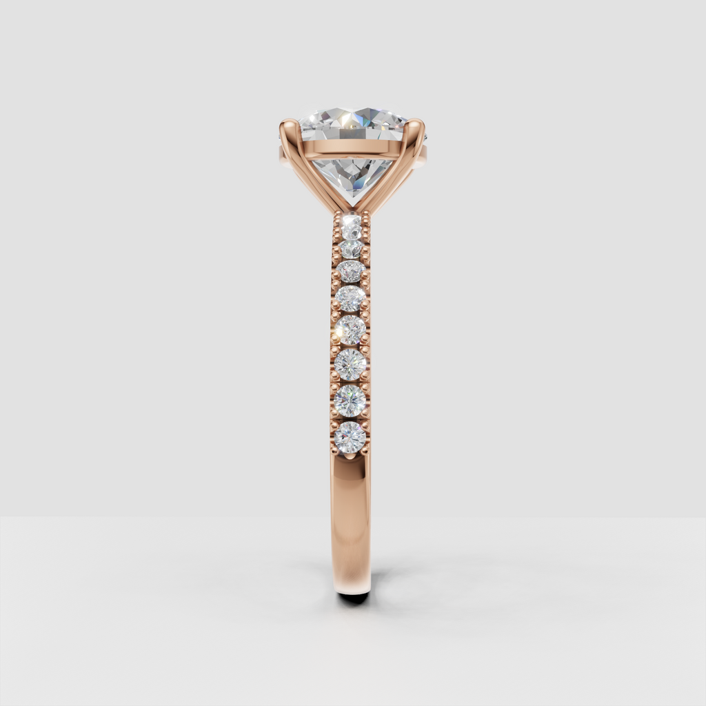 Vintage round diamond ring with pave and beaded edge details
