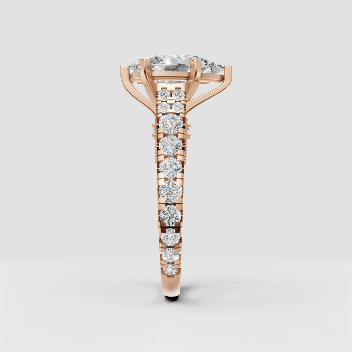 Six-prong pear cut diamond ring with vintage-inspired craftsmanship