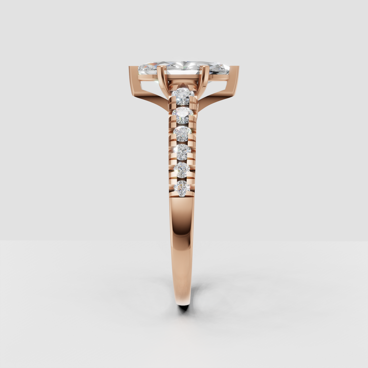 Marquise diamond solitaire with open cathedral-style under-gallery