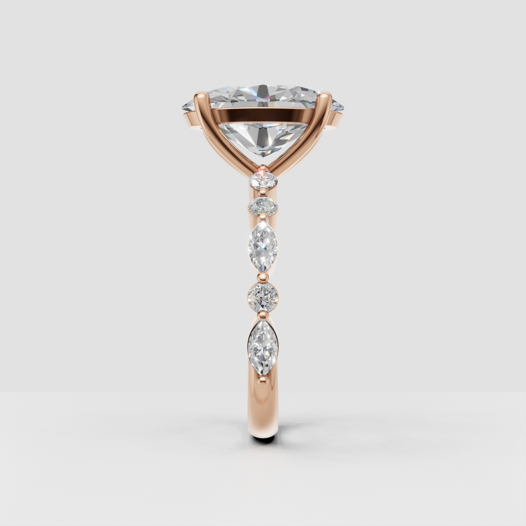 Oval diamond engagement ring with sculpted shoulders