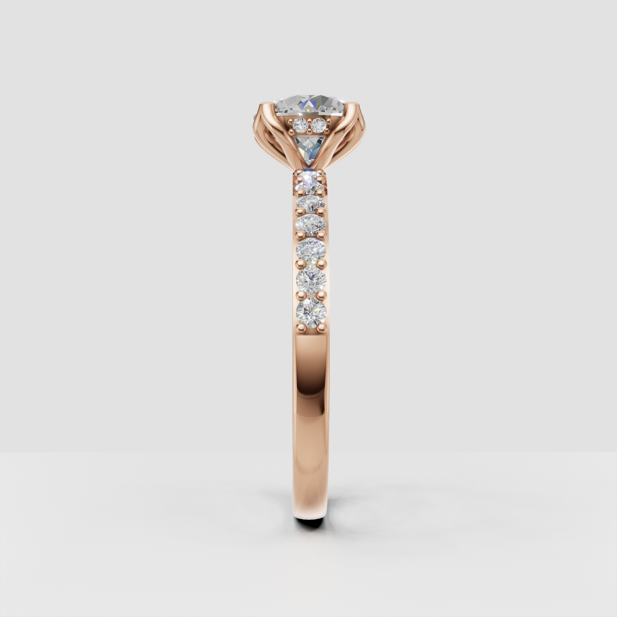 Round diamond engagement ring side profile