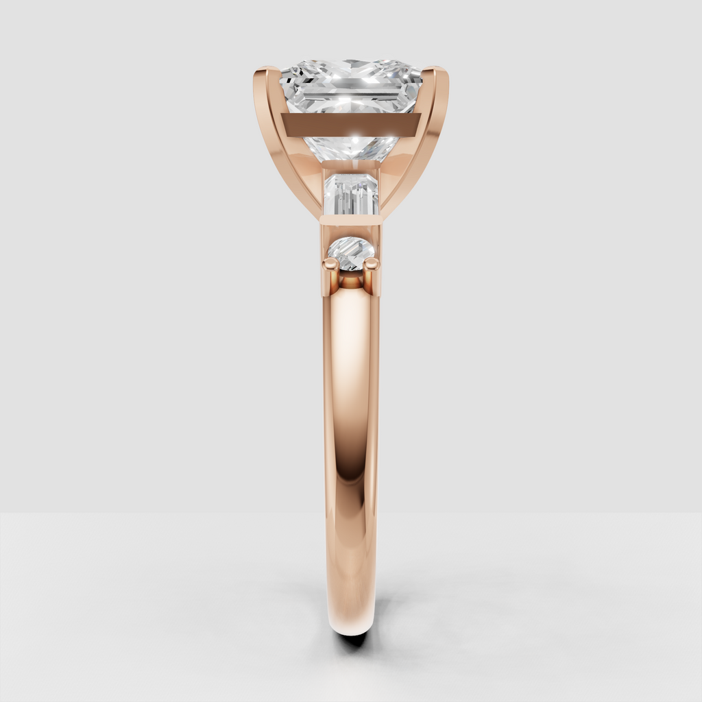 Modern princess diamond engagement ring with geometric band