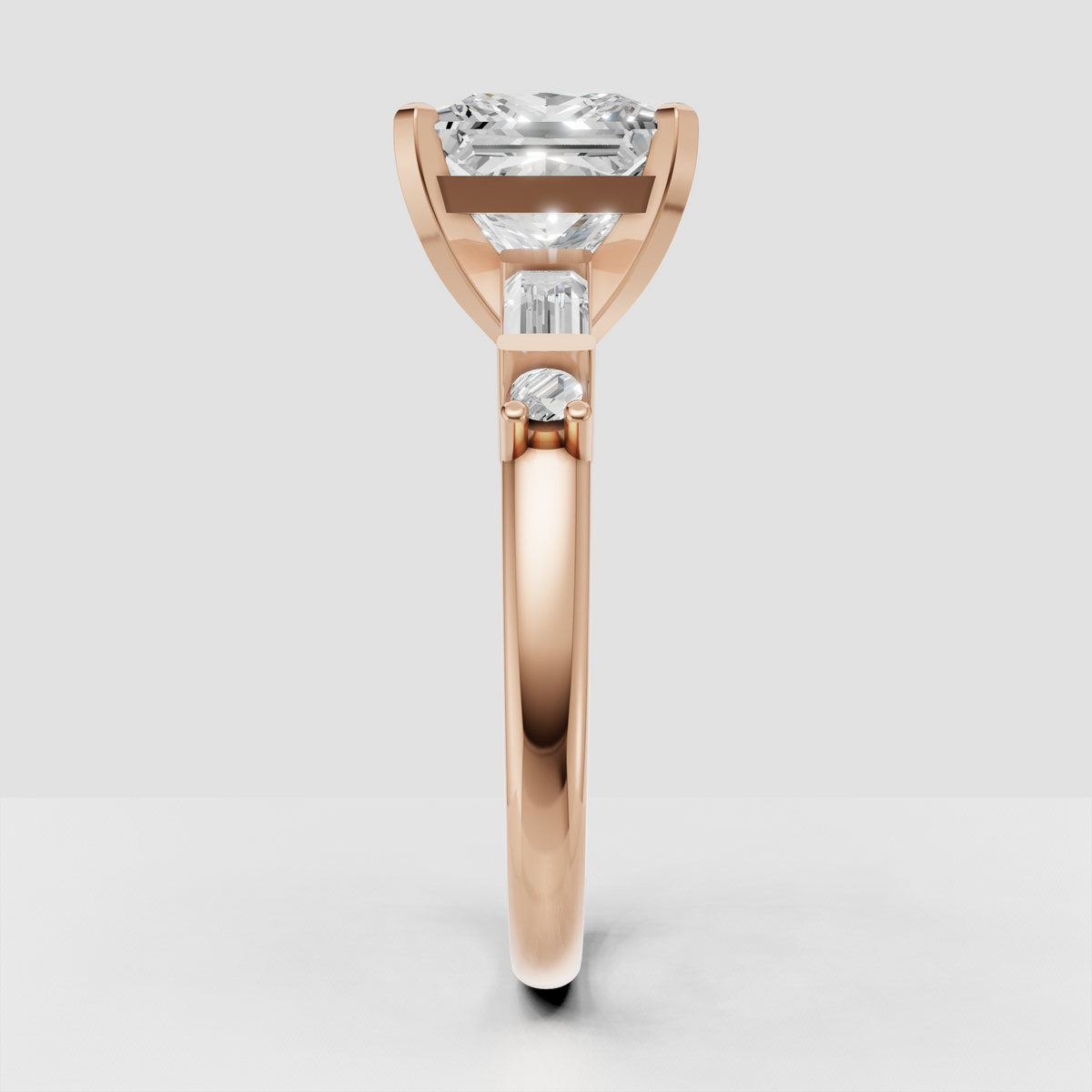 Modern princess diamond engagement ring with geometric band