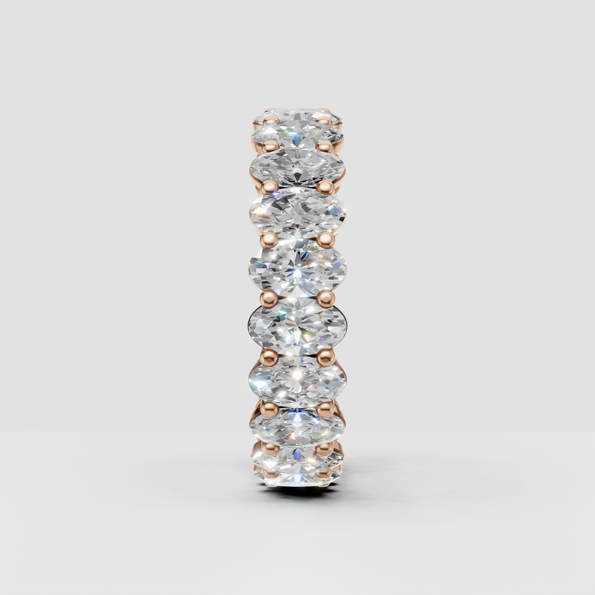 Oval diamond anniversary band with full coverage stones