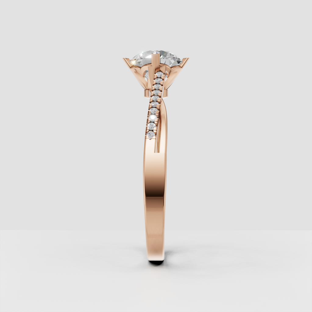 Contemporary round Diamond ring with elevated open cathedral setting